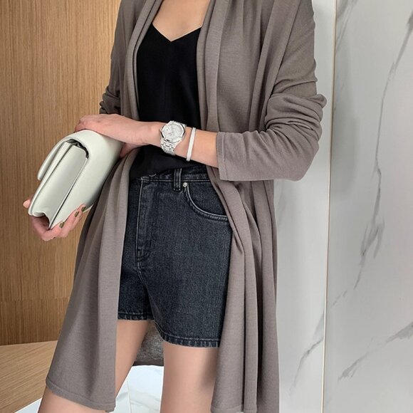 CHICJOC Women The Row-Style Jersey Silk-Cotton Knit Cardigan – Size 36 in moss - Picture 5 of 10